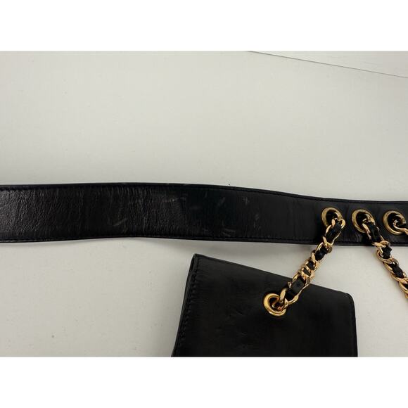 Chanel Vintage 1990 Waist Belt Multi Pouch Black Leather - Picture 12 of 13